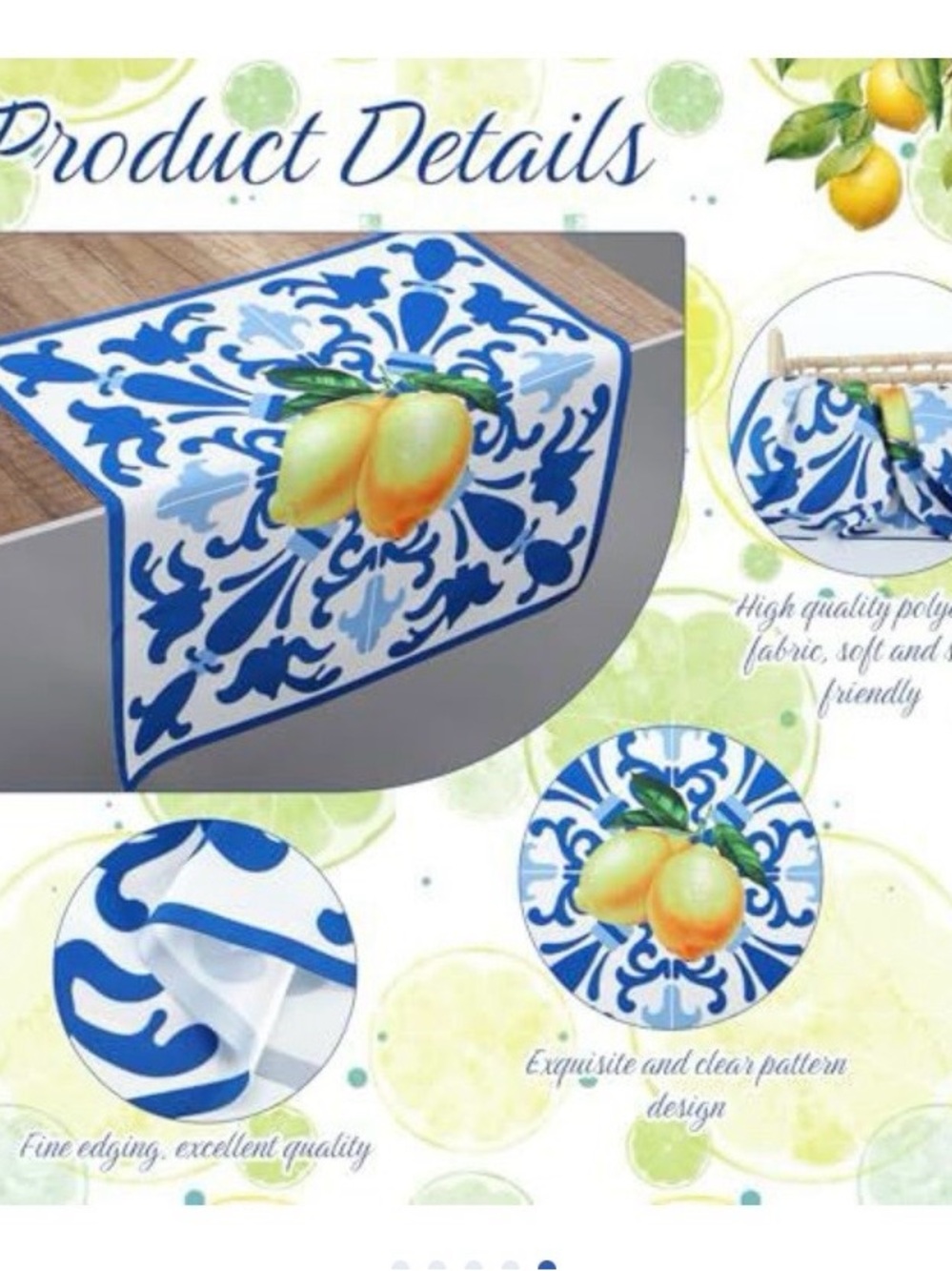 Blue and White Lemon Napkins Unbranded